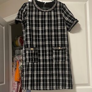 Stylish Black and White Plaid Dress